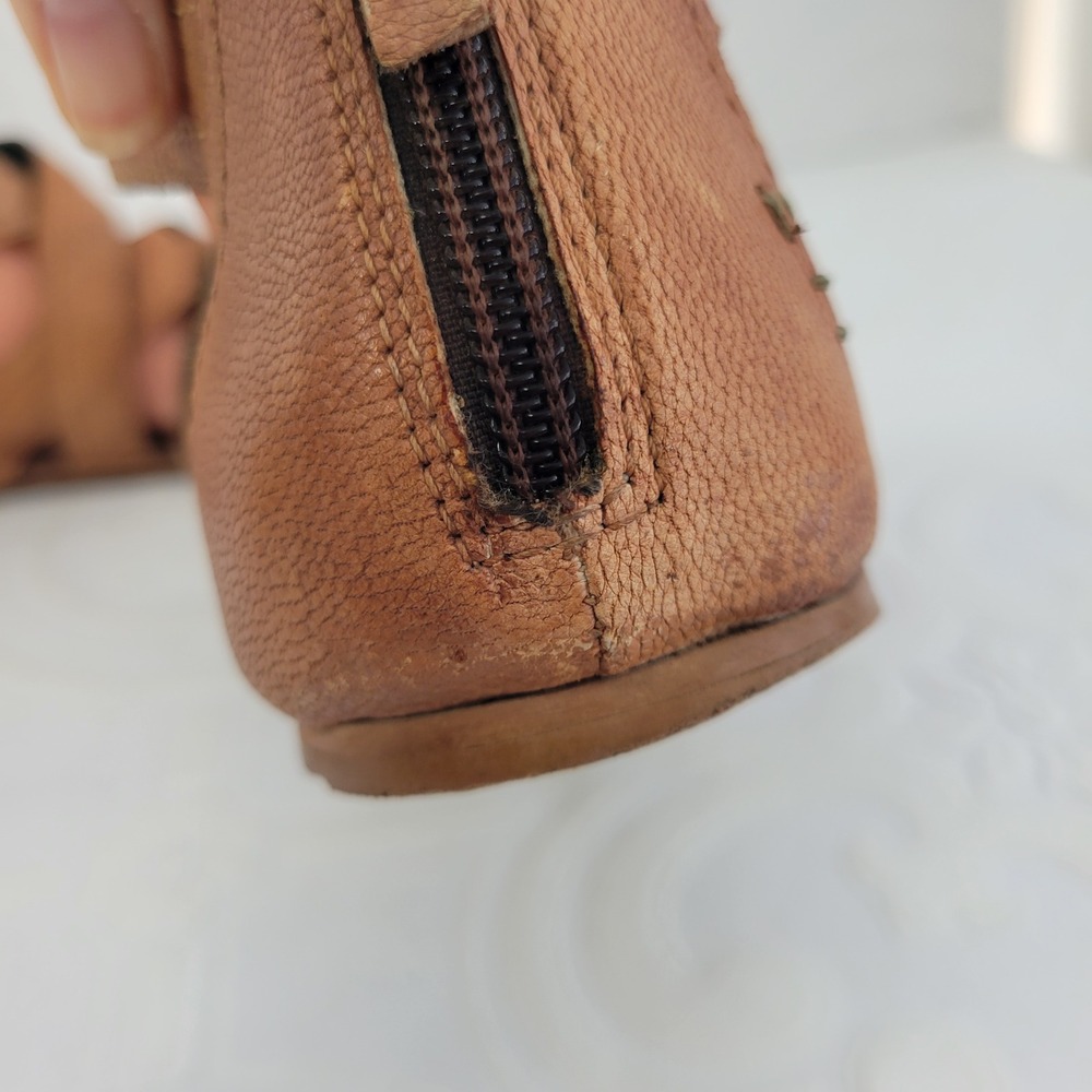 Bed Stu Roan Womens Tan Leather Gladiator Caged Flat Sandals Back Zip Boho Sz 9? - Picture 7 of 16